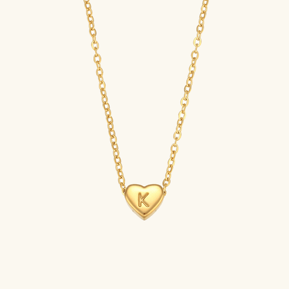 Collier en Or avec Initiale en Forme de Cœu