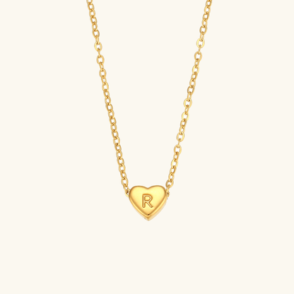 Collier en Or avec Initiale en Forme de Cœu