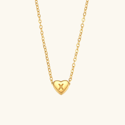Collier en Or avec Initiale en Forme de Cœu