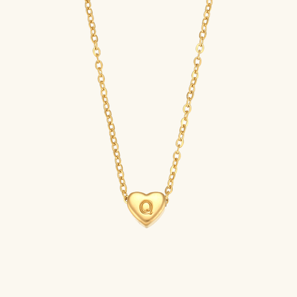 Collier en Or avec Initiale en Forme de Cœu