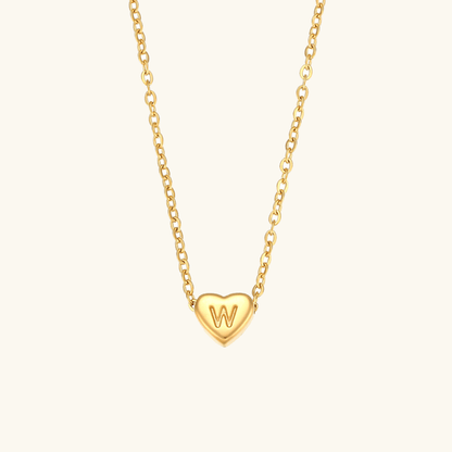 Collier en Or avec Initiale en Forme de Cœu