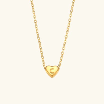 Collier en Or avec Initiale en Forme de Cœu
