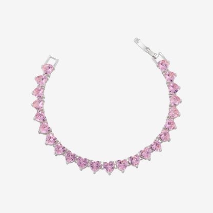 Bracelet De Tennis Avec Cœur Rose