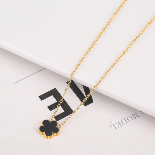 Trèfle | Pendant Collier - Noir Or