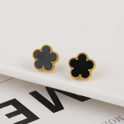 Quatre Feuilles | Boucles D'Oreilles Noires