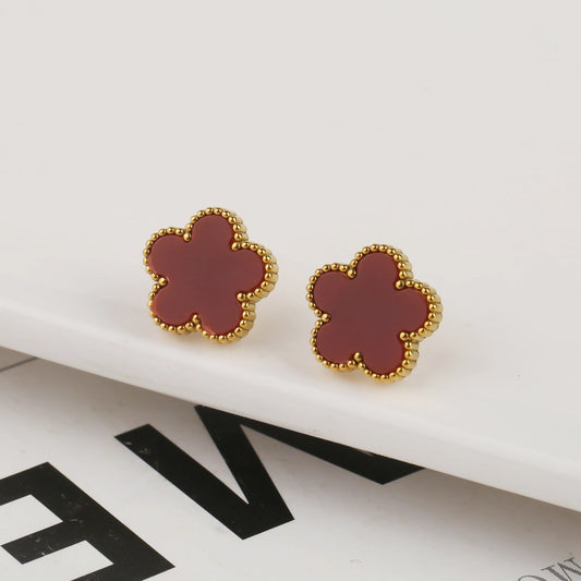 Quatre Feuilles | Boucles d'oreilles Rouges