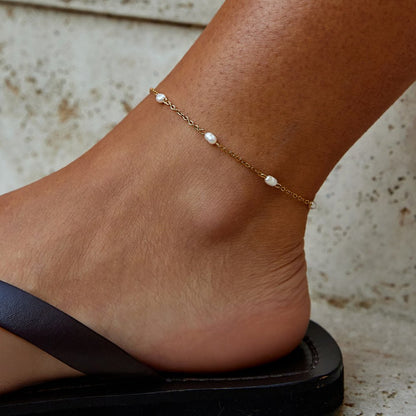 Bracelet de cheville en perles d'eau douce Nura