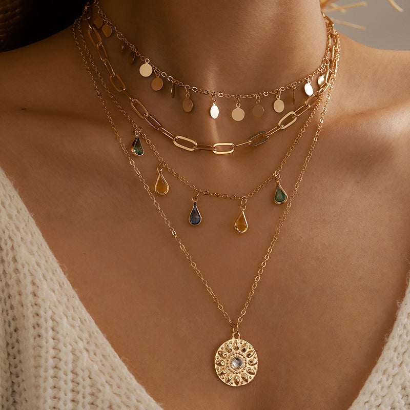 Pour Elle | Collier Multi-Couches Avec Cristaux