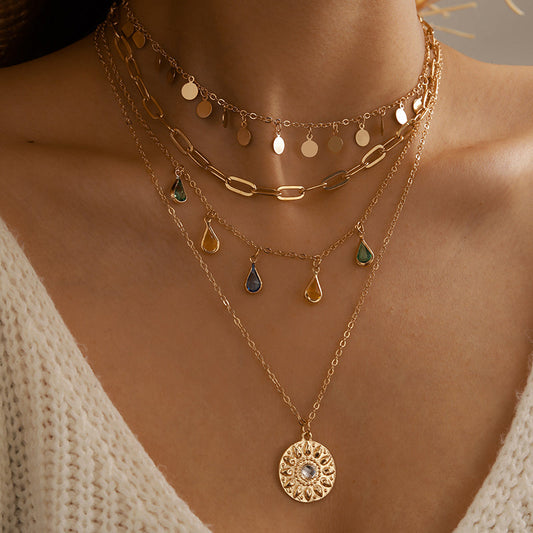 Pour Elle | Collier Multi-Couches Avec Cristaux