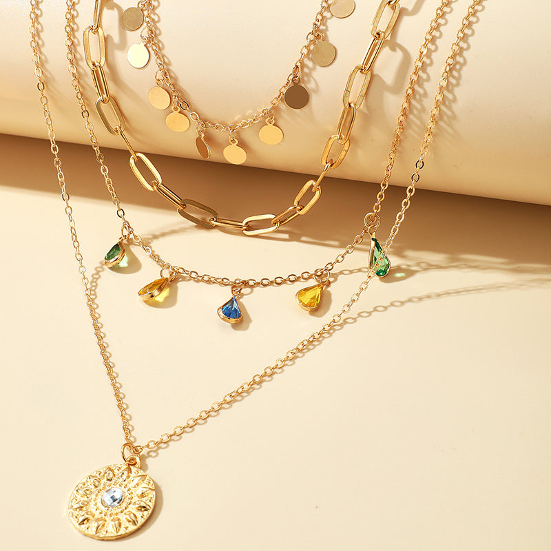 Pour Elle | Collier Multi-Couches Avec Cristaux