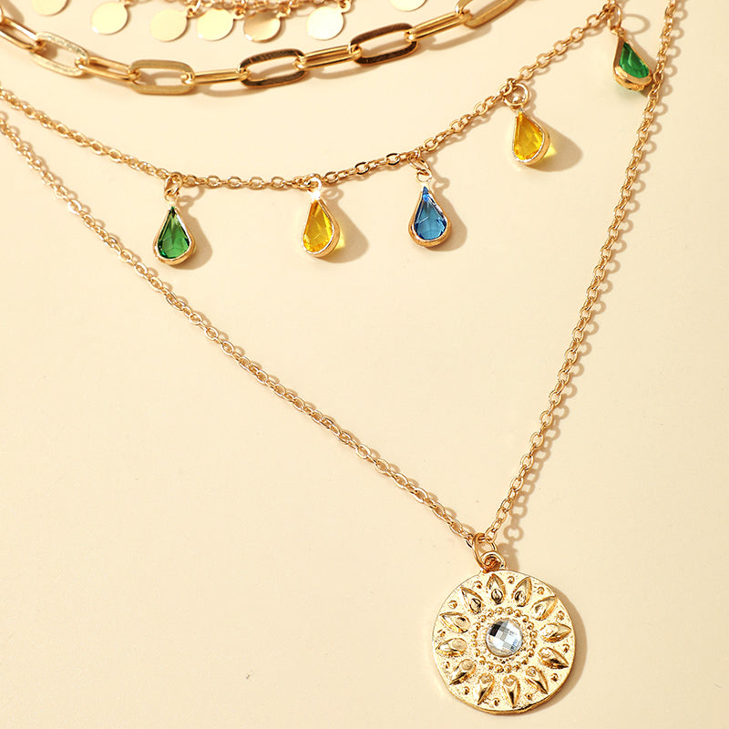 Pour Elle | Collier Multi-Couches Avec Cristaux