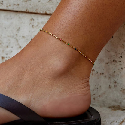 Bracelet de Cheville en Perles Arc-en-Ciel